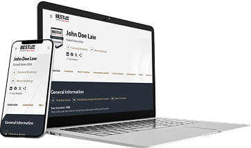 Example of a Best Law Firms profile on a laptop and phone