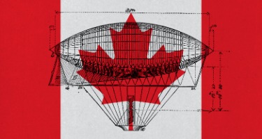 Canadian flag with patent design on the front of the flag 