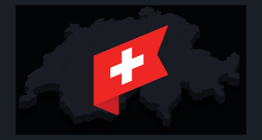 Swiss flag in front of country's outline