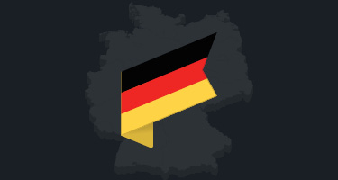 German flag in front of country's outline
