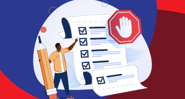 Cartoon of person with big pencil and check list