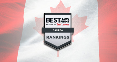 Best Law Firms Canadian logo with flag in background