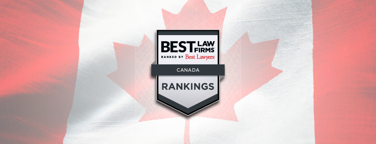 Best Law Firms Canadian logo with flag in background