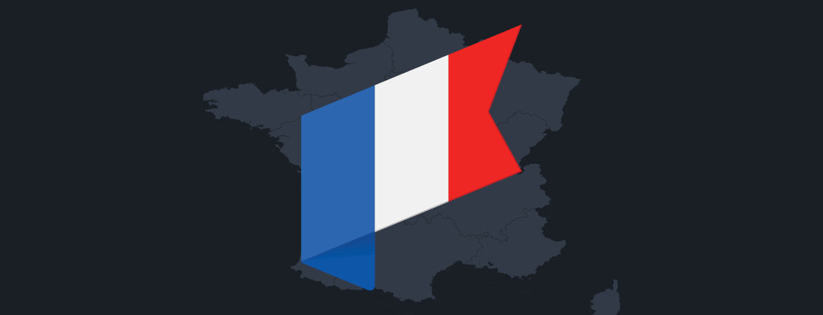 French flag in front of country's outline