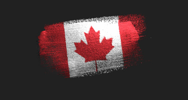 Canadian flag on black background