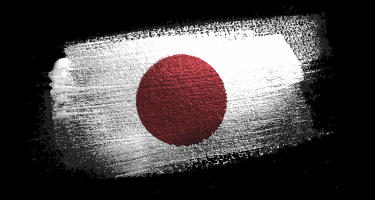 The Japanese flag on a black background