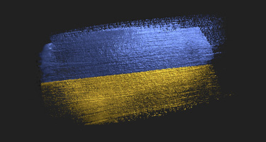 The flag of Ukraine on a black background