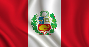 Red and white stripes with green leaf symbol