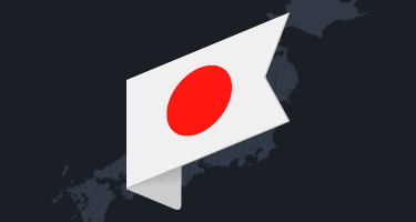 Japan flag over outline of country