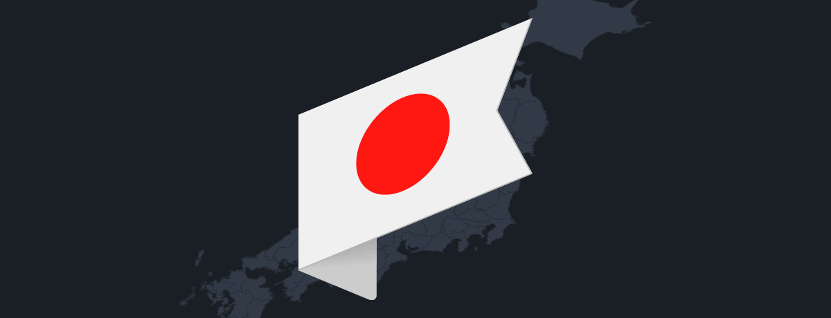 Japan flag over outline of country