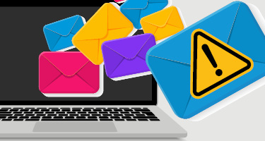 Multicolor envelopes flying out of laptop screen