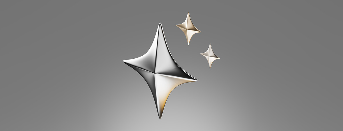 Two stylized stars representing artificial intelligence and innovation