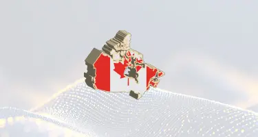 3D model of Canada textured with the Canadian flag.