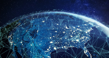 Connected web above map of the U.S.