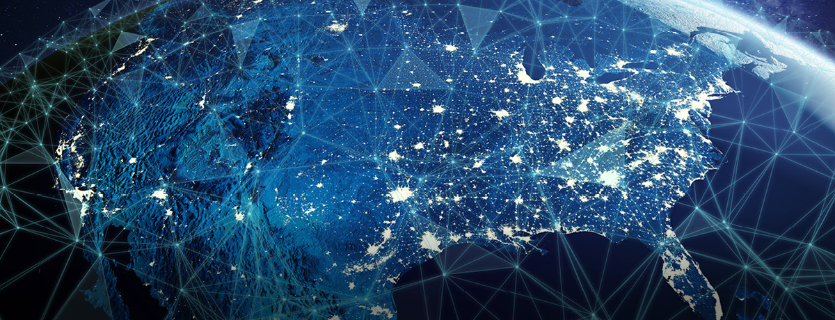 Connected web above map of the U.S.