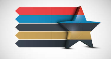 Star with five different color stripes