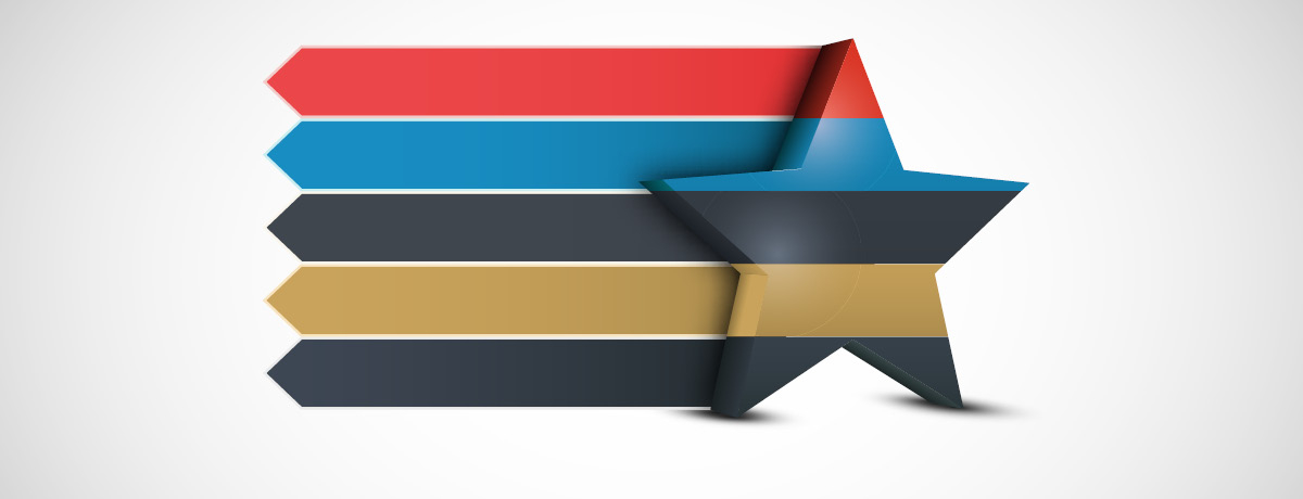 Star with five different color stripes
