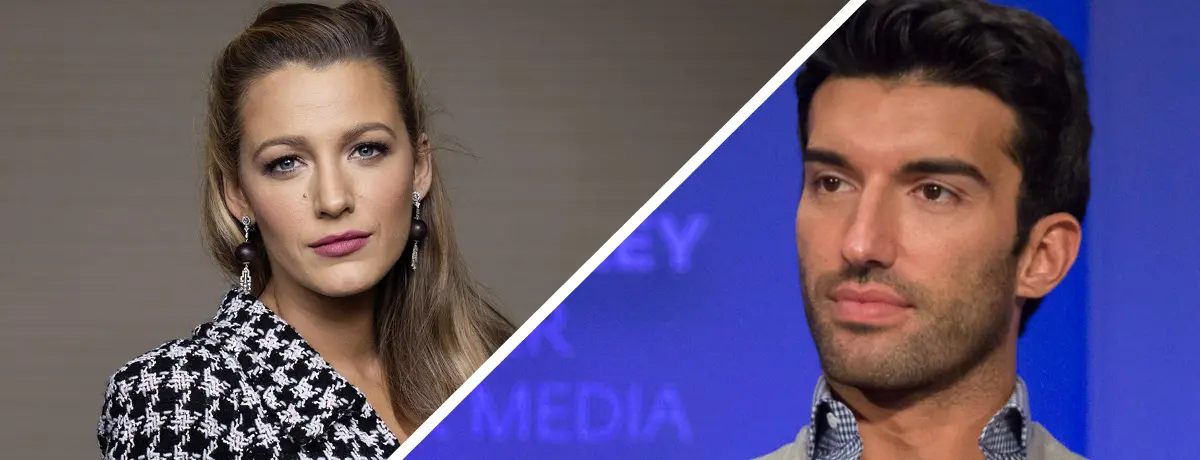 Split-screen image of Blake Lively and Justin Baldoni