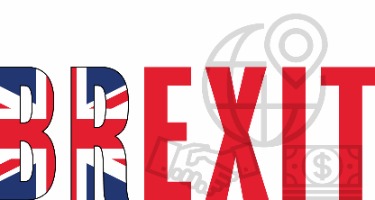 BREXIT logo with the BR the color of Britain's Flag