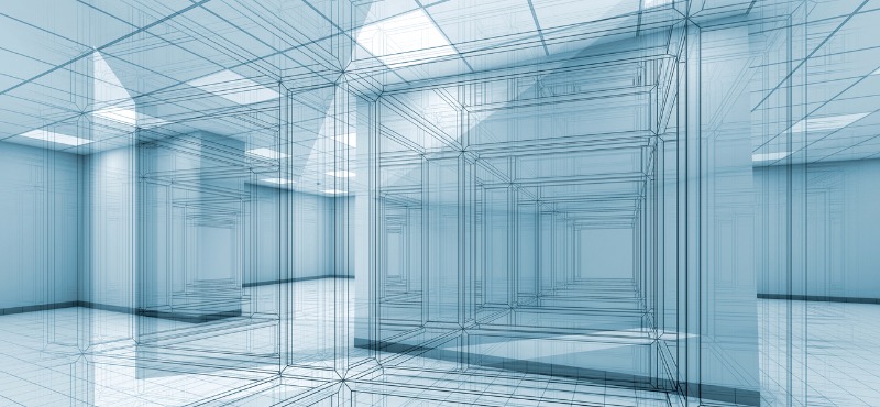 All glass rooms with open floor plan