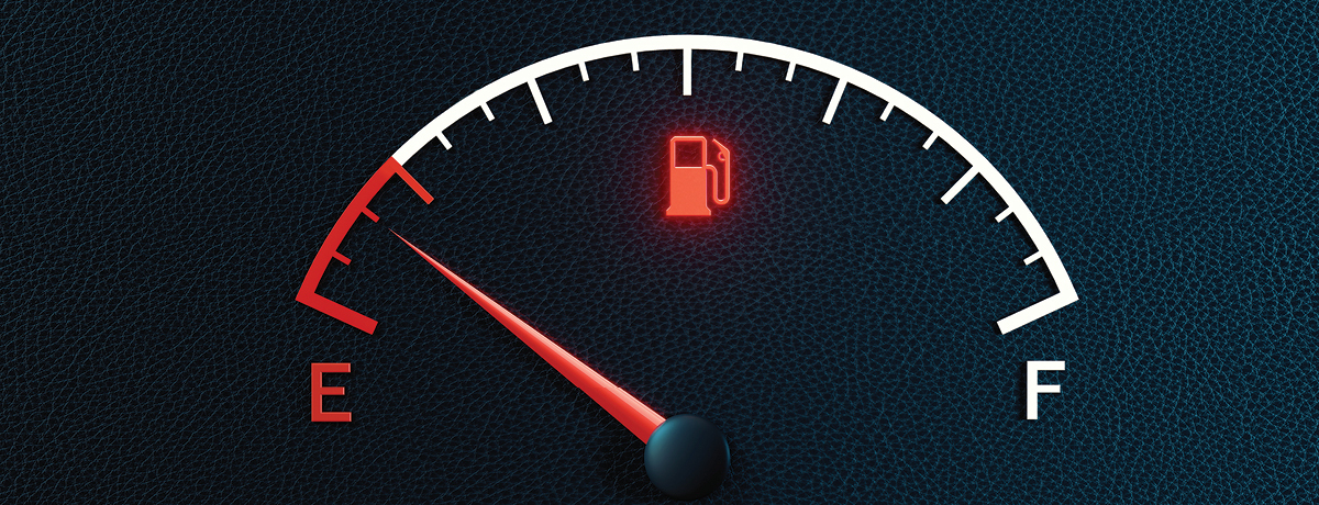 Car fuel gauge reading empty