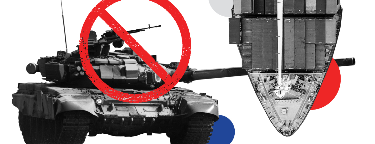 Military tank with prohibited symbol