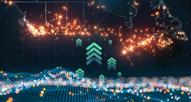 Green arrows rising with Canada in backdrop