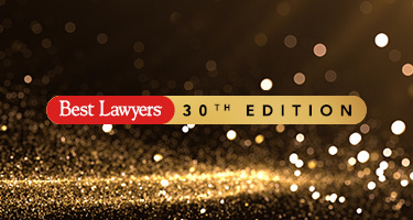 Best Lawyers logo for 30th edition release with gold glitter in background