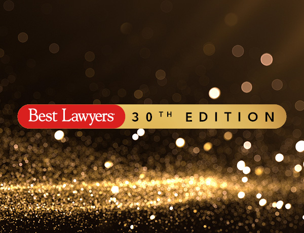 Best Lawyers logo for 30th edition release with gold glitter in background