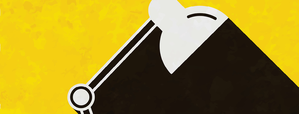 Desk lamp with yellow background