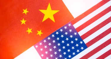 Flag split in half between China and the United States 