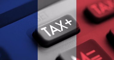 Image of the French favorable tax regime with French colored flag overlaying a Tax+ button