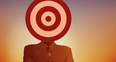 Man with bullseye face