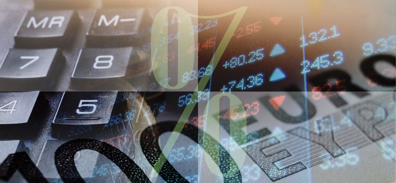 Keyboard with percent symbols and statistics