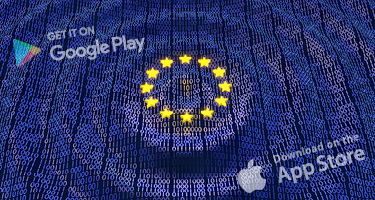 EU flag covered in binary code