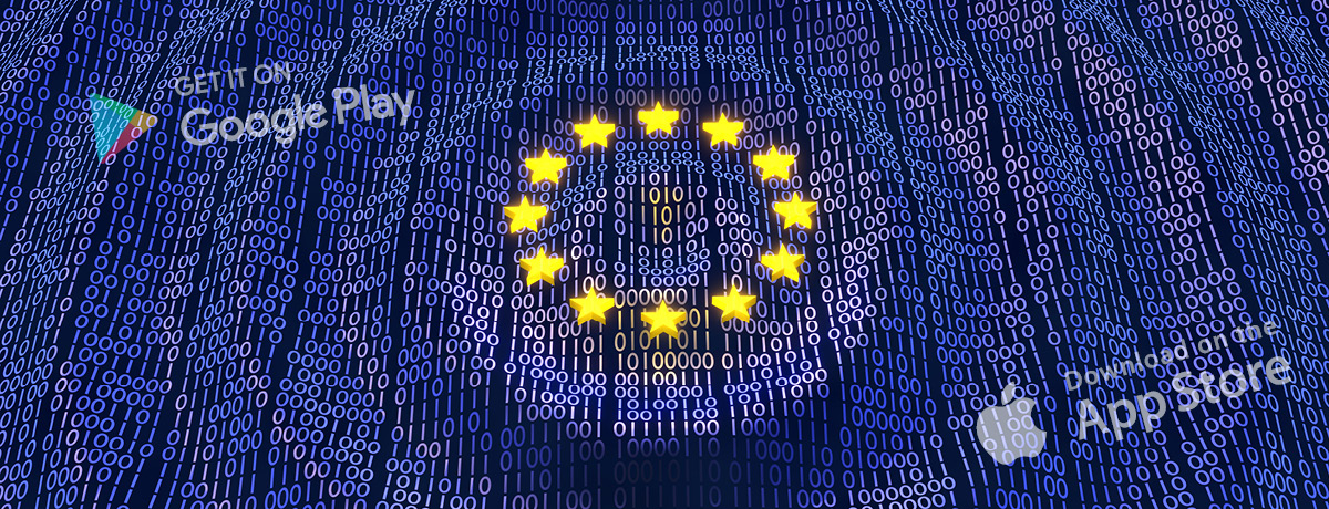 EU flag covered in binary code