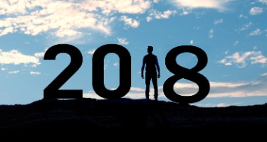 Man stands in the one in 2018 as a silhouette with a blue sky with white clouds 