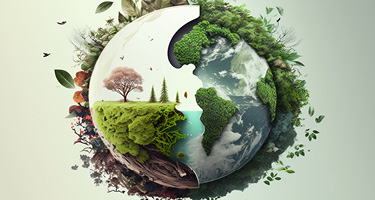 Abstract image of the earth covered in trees, leaves and nature