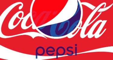Pepsi logo on top of Coca Cola logo