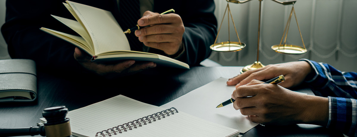 Two lawyers meet to go over legal case