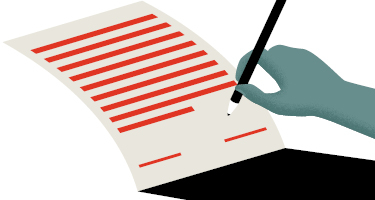 Figure out of frame signing a non-descript contract