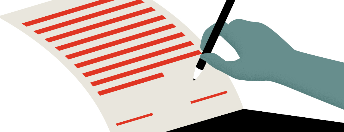 Figure out of frame signing a non-descript contract