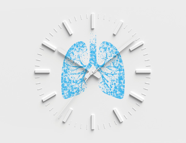 Blue lungs behind white clock