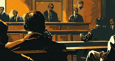 Courtroom Drawing with Warm Tones