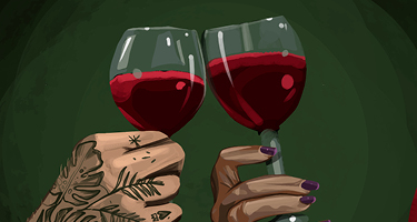 Couple drinking glasses of wine