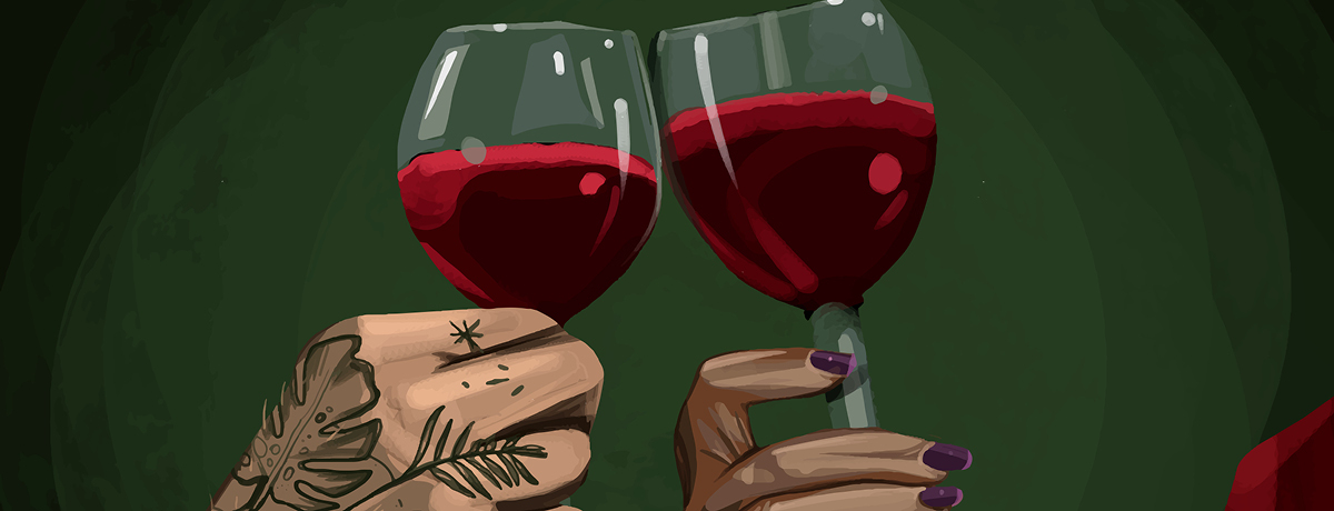 Couple drinking glasses of wine