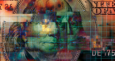 Pixelated image of paper money bill