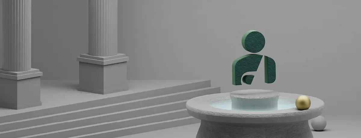 3D scene representing the deliberative process of choosing a personal injury attorney