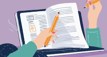 Legal professional drafting syndicated content on a laptop for third-party publication