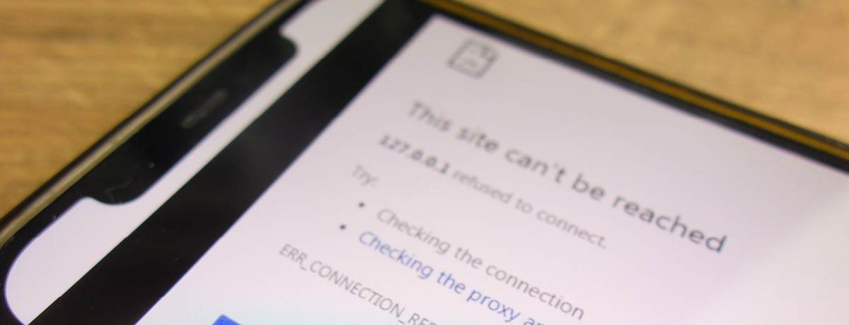 Phone displaying 'This site cannot be reached' message